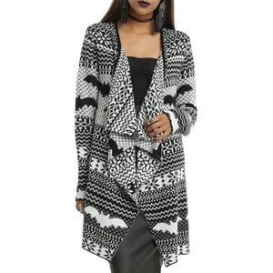 Iron Fist x Ash Costello Bat royalty flyaway black white knit cardigan sweater